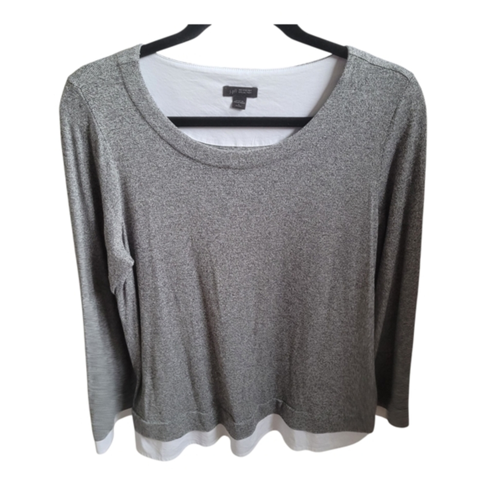 J. Jill Wearever Collection Gray And White Layered Look‎ Warm Top